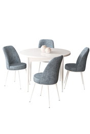 Hanah Home Juego de Mesa y Sillas de Comedor de 5 Piezas Blanco y Gris